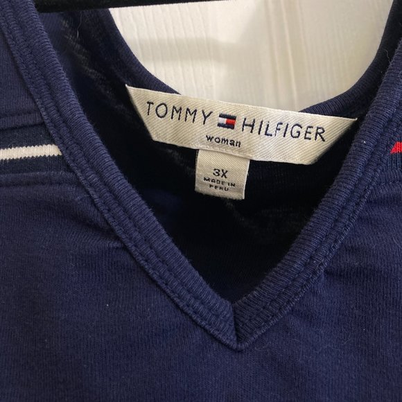 Tommy Hilfiger Women's Long Sleeve Shirt Plus Size 3XL Stripe Red Blue White - Picture 2 of 3